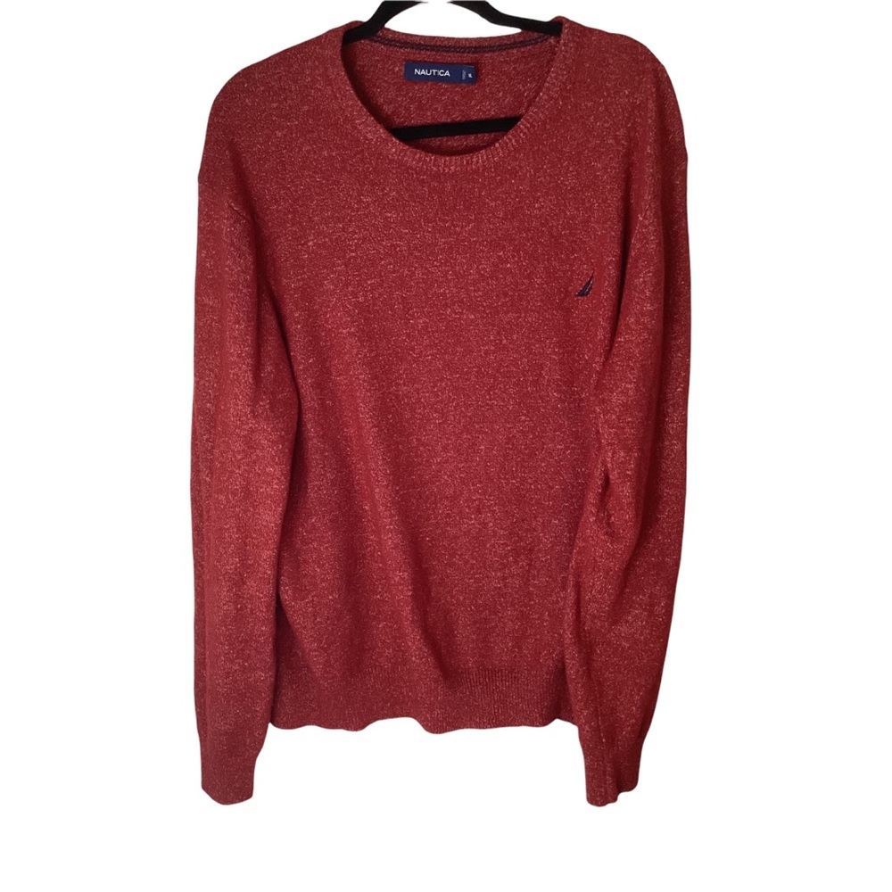 Nautica Sweater Red Cotton Blend Crew Neck Longsleeve XL‎